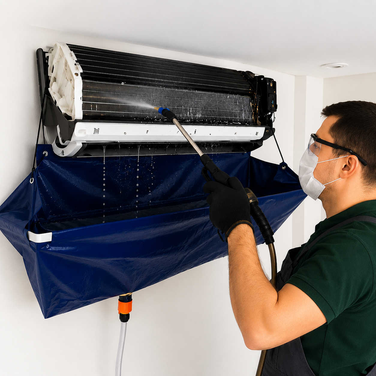 Tecnico realizando limpeza profunda com equipamento especializado